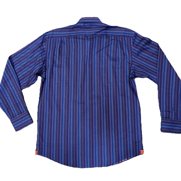 Luchiano Visconti Men’s Multi Color Chevron Striped Double Sided Shirt Size M - Picture 4 of 8